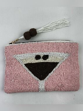 Wandering Moon India Handmade Beaded Espresso Martini Travel Pouch Bag Clutch